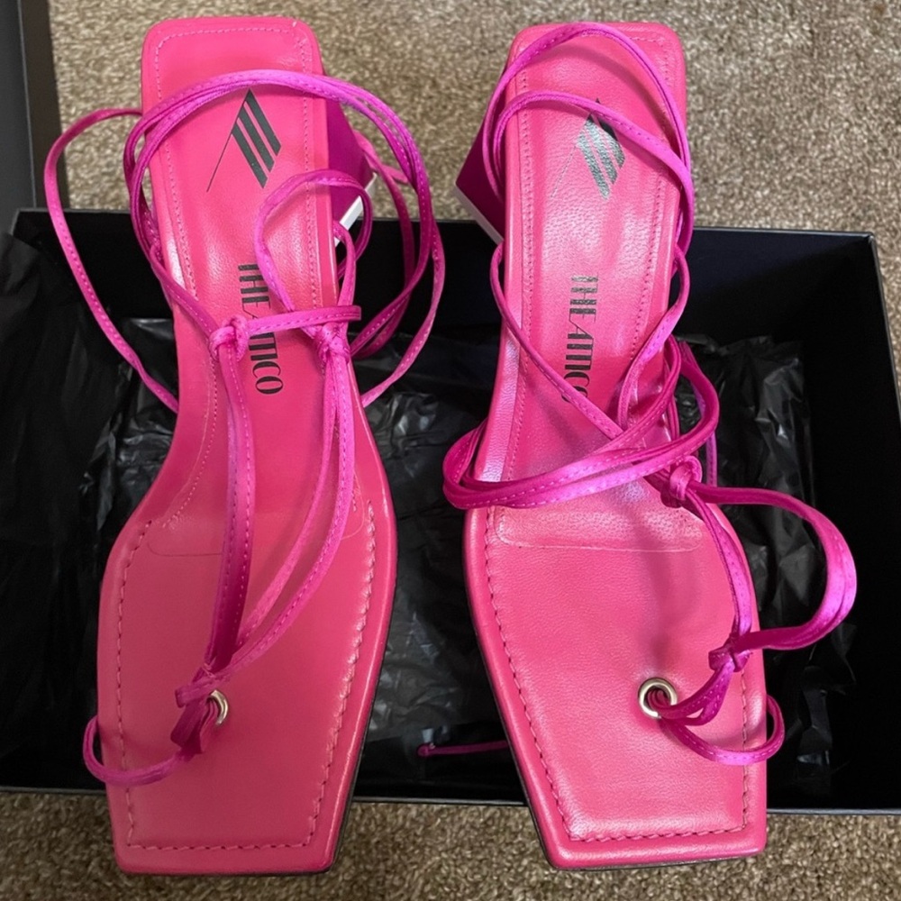 The Attico Pink Lace-Up Sandals Size 39